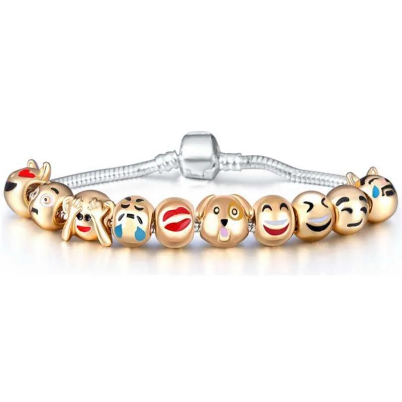 New 1 Pcs Charm Emoji Bracelet Beads DIY Bracelet Cartoon Animal Cute