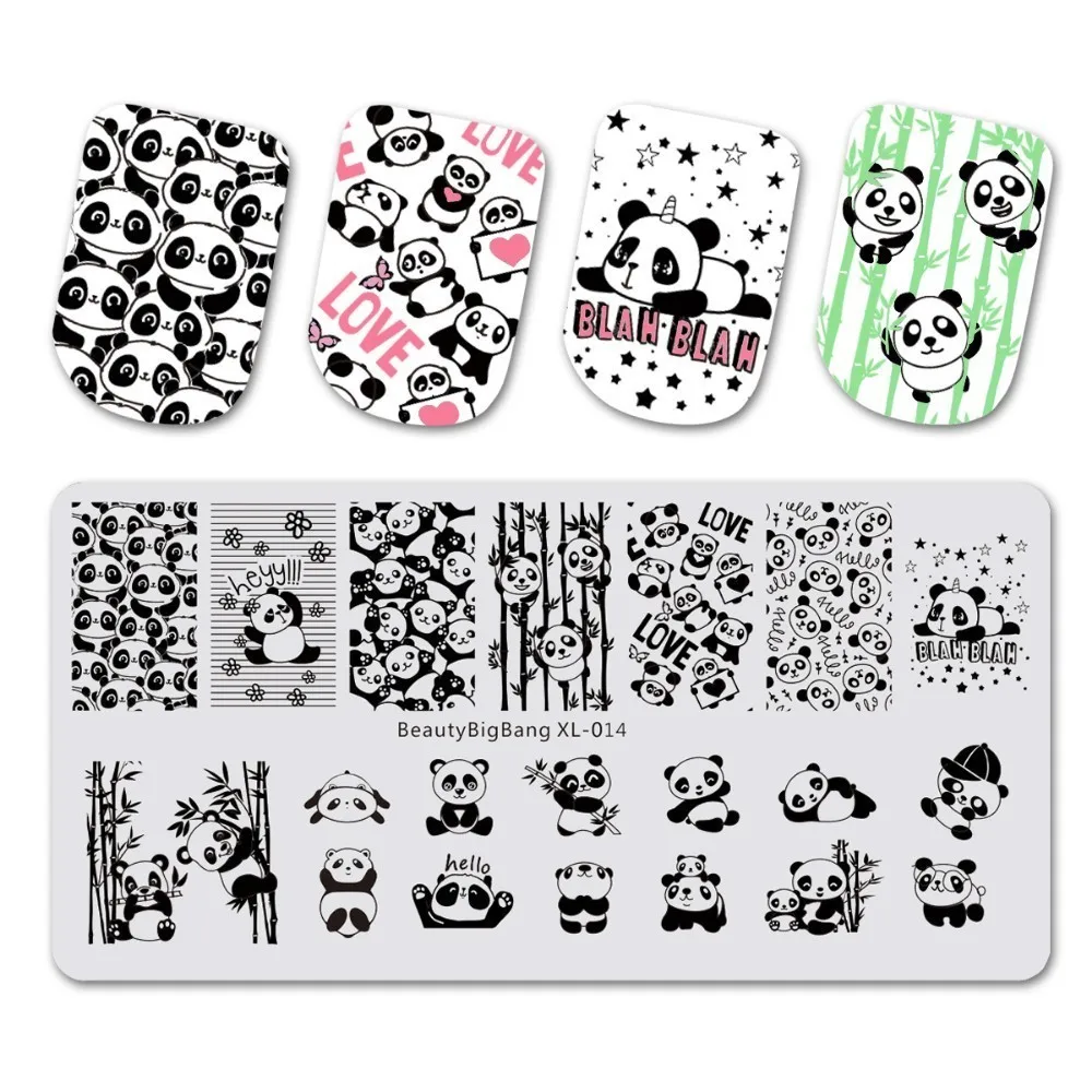 BeautyBigBang 6*12cm Rectangle Nail Stamping Plate Summer Flower Rose Leaves Image Plate Nail Template Nail Art Stencil - Цвет: 14