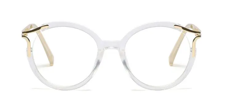 CCSPACE дамские металлические полые круглые оправы для очков для женщин Кошачий глаз брендовые дизайнерские оптические очки модные очки 45103 - Цвет оправы: C5 clear clear