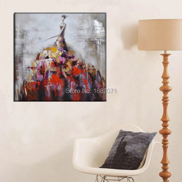 2015 New Arrival Hand Painted Any Size Abstract Acrylic Gorgeous Dress Oil Painting On Canvas.jpg