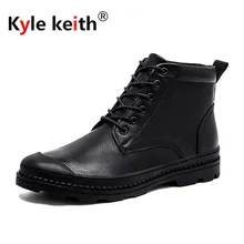 Kyle Keith Men Genuine Leather Boots 2018 New Winter Driving Riding Botas Shoes High-Top Lace-up Snow Ankle Boots