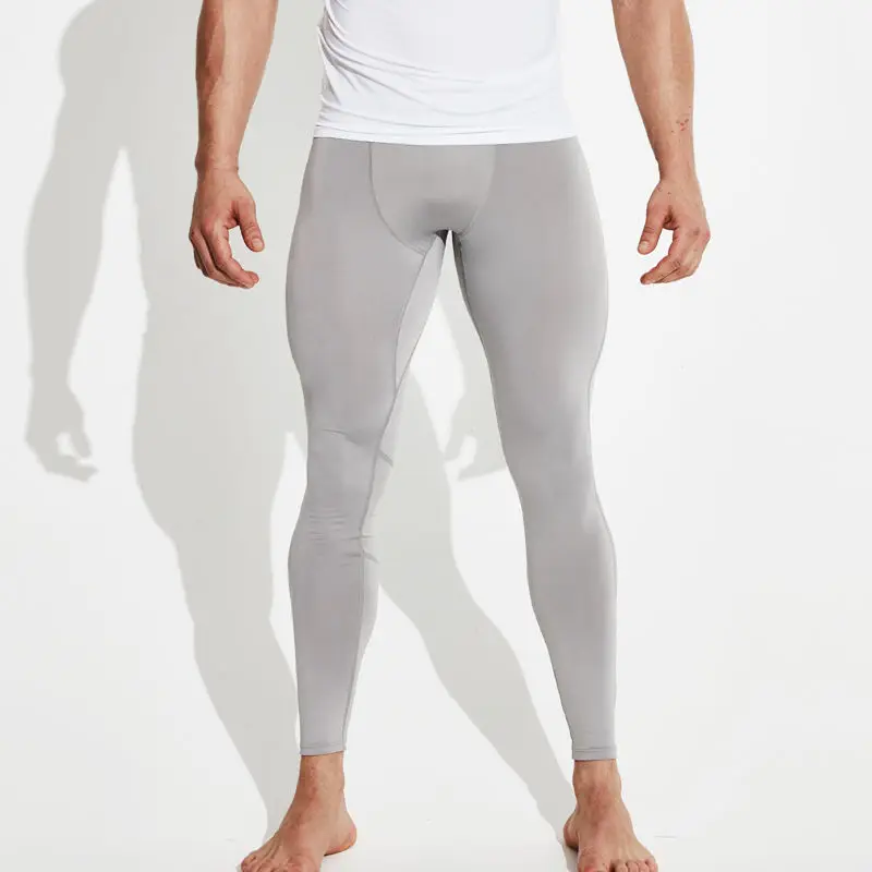 Мужские спортивные штаны для бега, мужские лосины, леггинсы для бега, фитнеса, тренировки, компрессионные длинные штаны для спортзала, hardlover,, черный цвет - Цвет: Light Gray