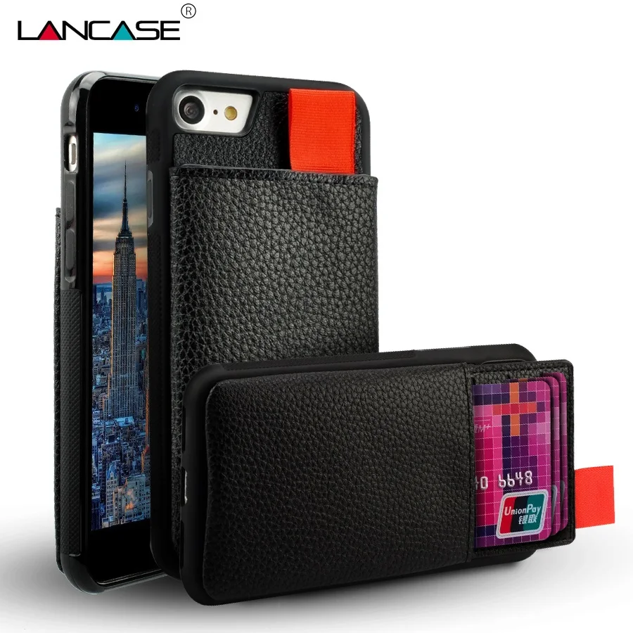 Lancase откидная крышка для iPhone 6 s кожаный чехол Слот Карт Anti-Theft защиты ТПУ кошелек