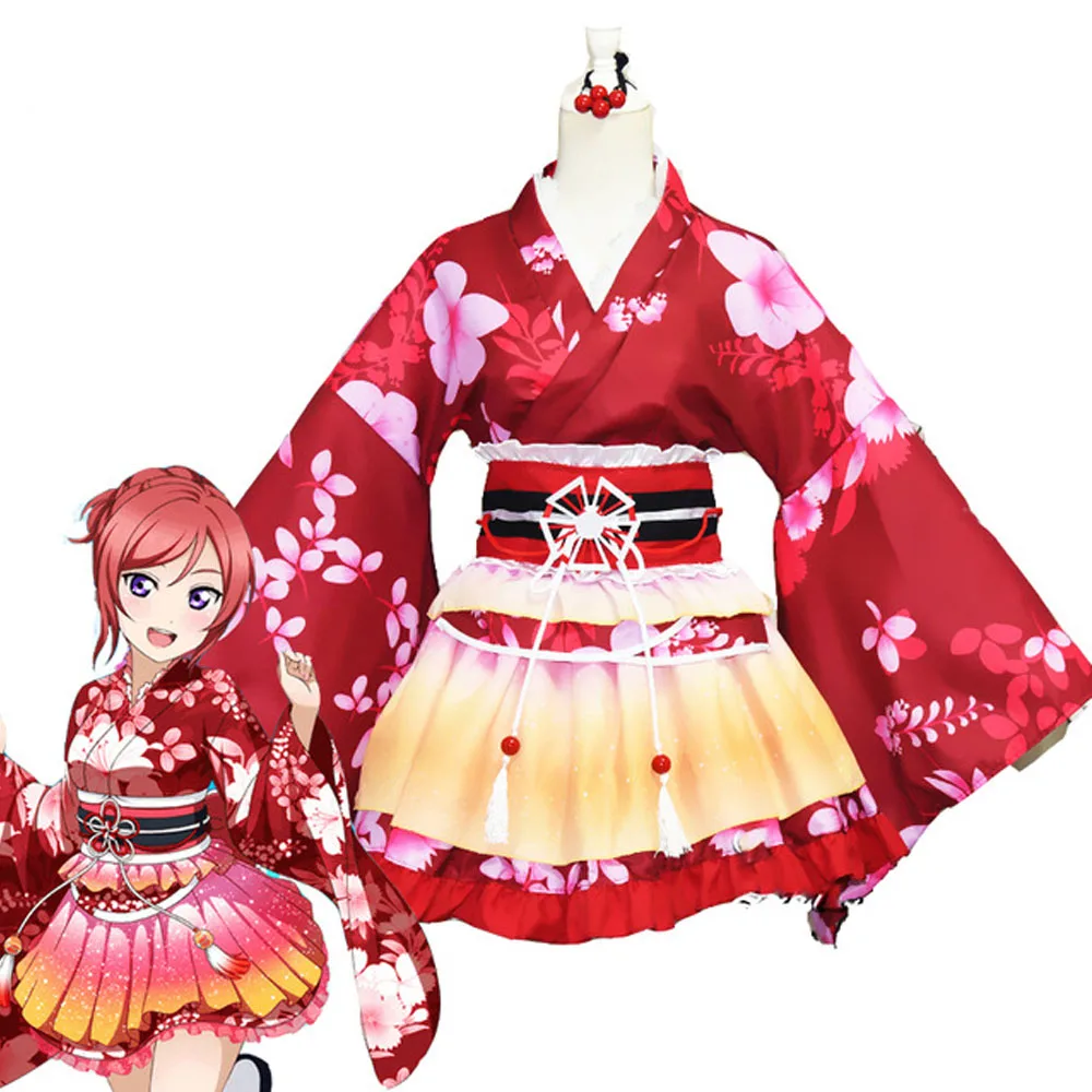 Аниме Love Live Косплей костюмы кимоно КУСАКА Хонока Уми Сонода Маки нисикино косплей на Хэллоуин, Рождество костюм вечерние платья