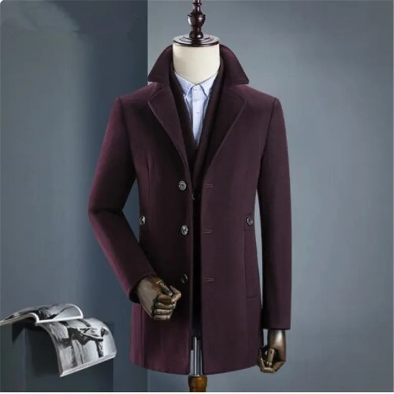 

New autumn winter Men's woolen trench Coats 2018 Brand Mens Thick Windbreaker Liner detachable jacket man coat full size M-3XL