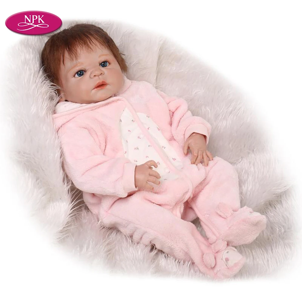 

NPK Real Full Silicone Reborn Baby Doll Boy Girl Bathe Toys 57CM Vinyl Lifelike Princess Reborn Toddler Educational Toy Menina