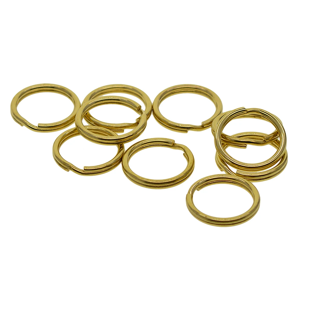10 Pieces Round Solid Brass Split Key Ring Chain Hook Hardware Keyrings Keyschains Connector Bag Charms Clasp 20mm	