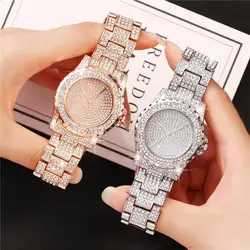 Горячая распродажа Женские повседневные наручные часы из нержавеющей стали с бриллиантами роскошные женские кварцевые часы Relogio Feminino