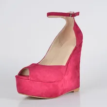 Hohe Plattform Sandalen Keile Frauen Günstige Modest 2016 Plus Größe Schnalle Peep Toe Mode Damen Party Schuhe Sexy Elegante