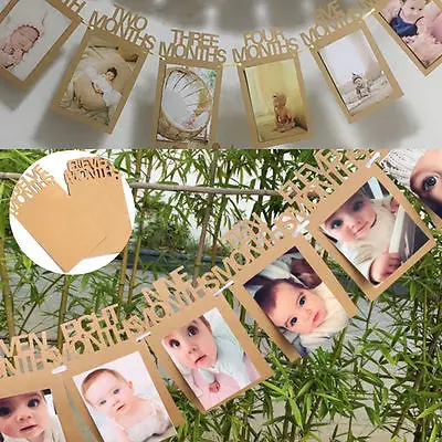 

Creative 1st Birthday 12 Months Bunting Garland Photo Banner Baby Birthday Party Decor