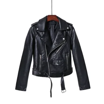 

Spring Autumn Short paragraph Womens Leather Jacket 2020 New Fashion Large size Solid color Women Leather & Suede Jacket NUW80
