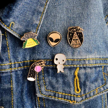 

Cartoon Creative Alien Enamel Pin Badge UFO Pin Alien Pin Pinback Button Clothing Collar Backpack Jewelry Accessories Gift