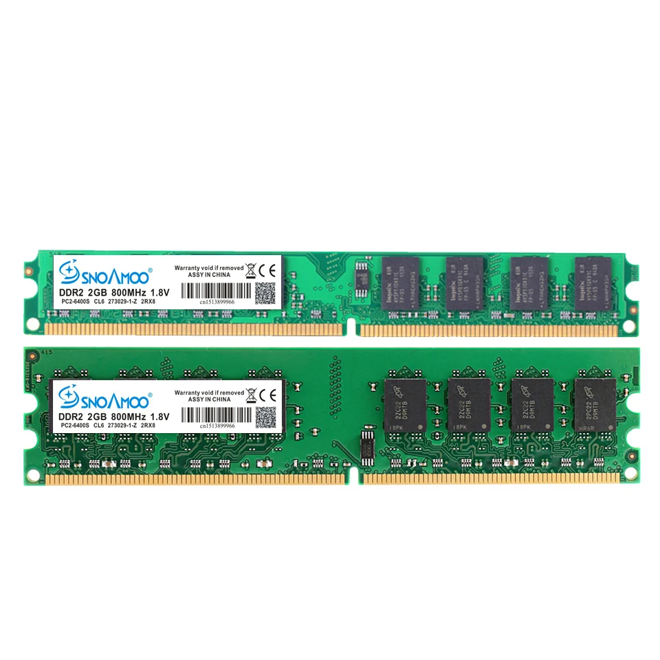 SNOAMOO Desktop PC RAMs DDR2 4GB(2x2GB) 800MHz PC2-6400S 240-Pin 1.8V DIMM For intel and AMD Compat