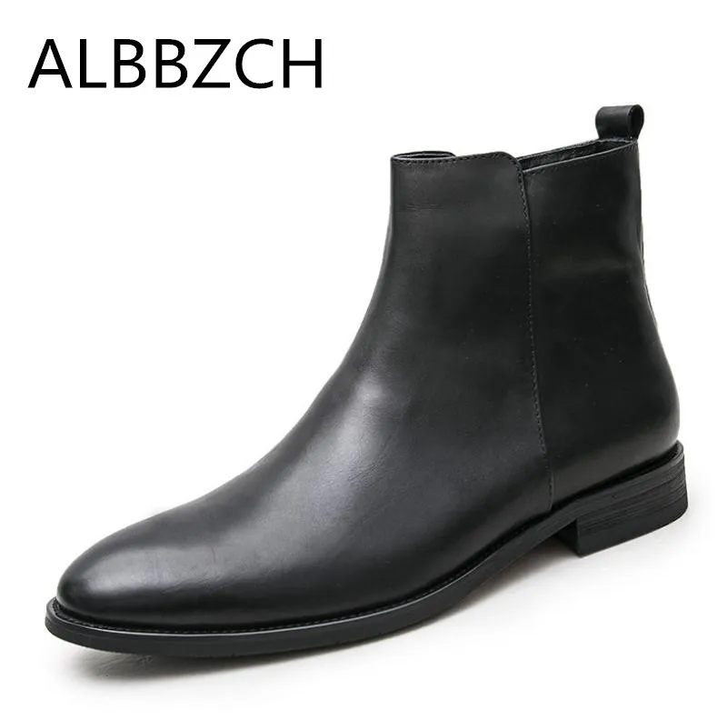 Nen mens genuine lather ankle boots fashion classic dress work boots