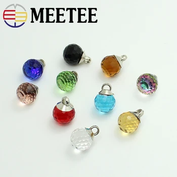 

100pcs Meetee 10mm Multicolor Crystal Glass Round Buttons With Shank Buckle for Shirt DIY Sewing Clothing Decoration Accessories