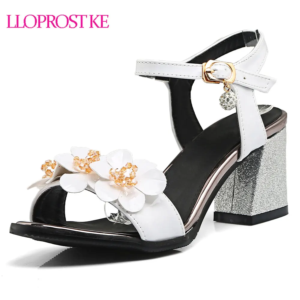 Lloprost ke  Open Toe Flower Thick High Heels  Sandals  