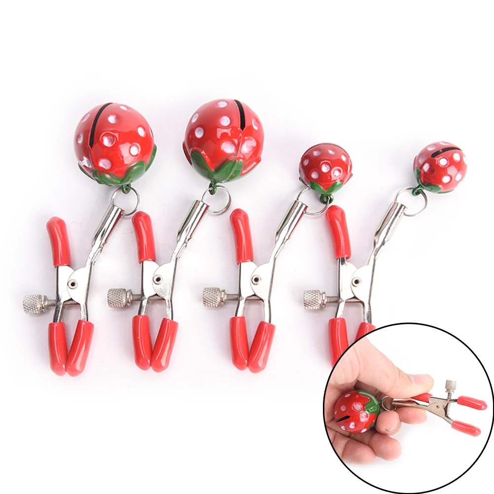 Steel Lovely Strawberry Breast Nipple Clamps Clips Party Product Flirting Couple Toys For Body Jewelry  Accessories