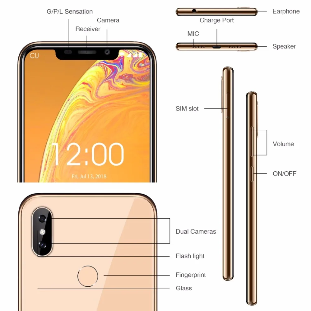 Oukitel C13 Pro смартфон Face ID 6,18 "u-вырезка Дисплей Android 9,0 2 GB Оперативная память 16 Гб Встроенная память MT6739 4 ядра Батарея 8MP + 5MP 4G мобильный