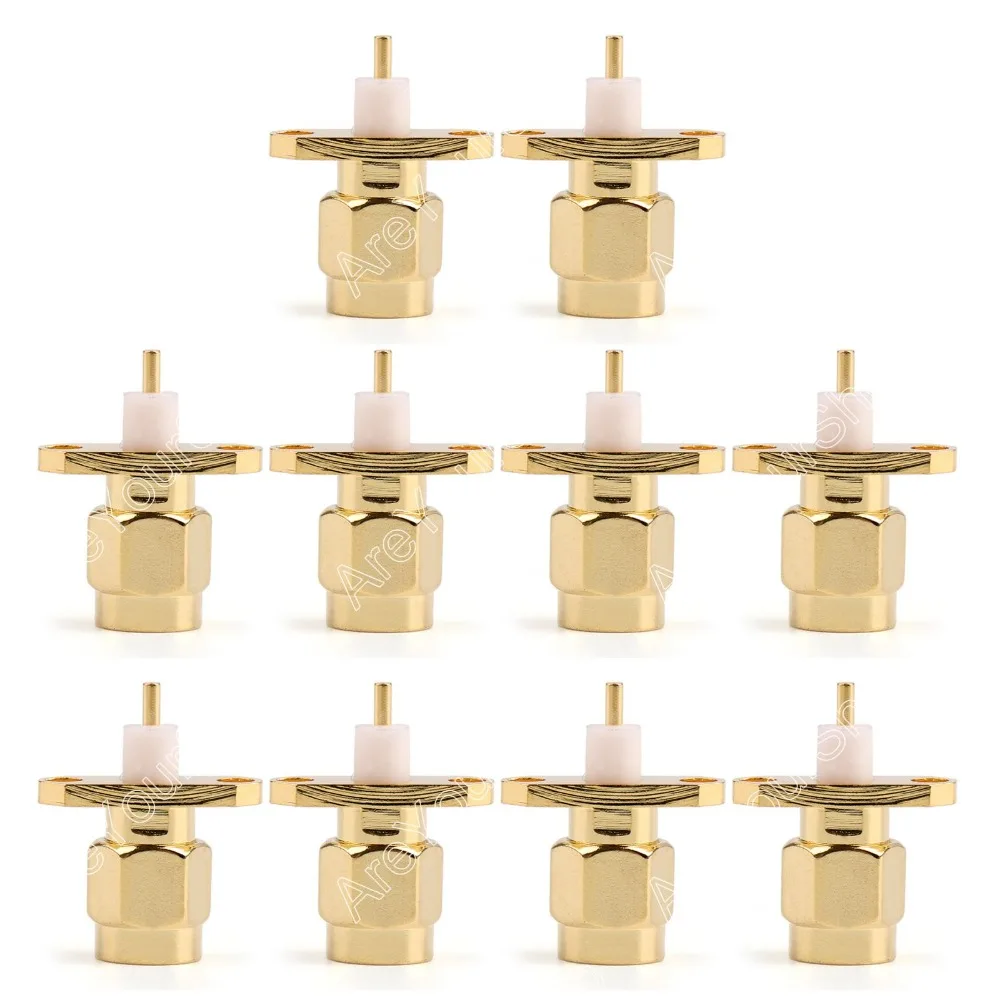 

Areyourshop Sale 10 Pcs Connector SMA Male Plug 2-hole 16mm Flange Solder Panel Mount Straight mini