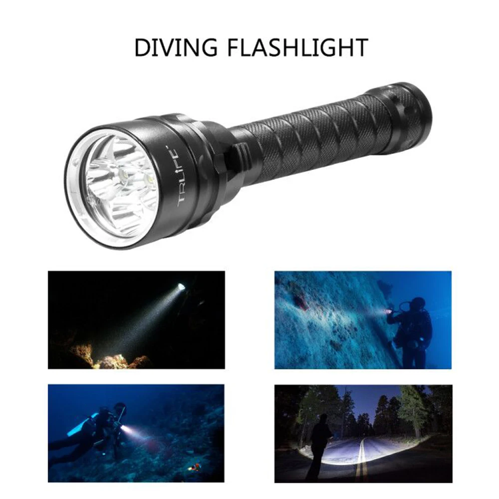 Diving For Flashlight Torch 5*T6 12000lums Dive torch 200M Underwater Waterproof Tactical led Flashlights Lantern lamp
