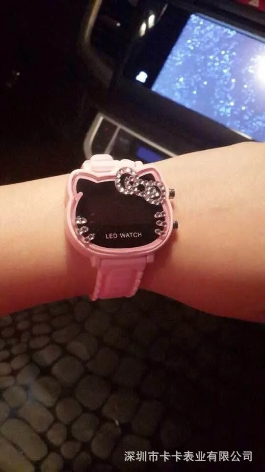 Часы с увеличительным стеклом Hello Kitty для аниме наручные часы розовым драгоценным