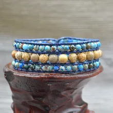 Браслет в богемном стиле Многослойные народные декоративные браслеты ручное ткачество натуральный камень серии