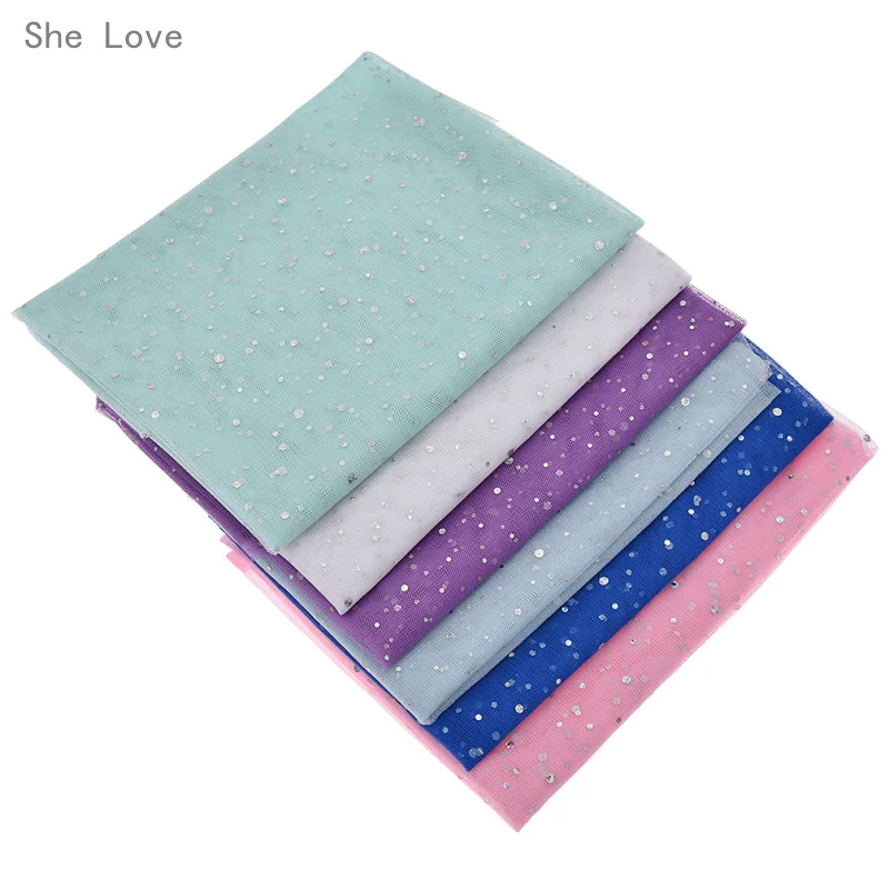 

She Love Dot Sequin Mesh Fabric Sewing Cloth Garments DIY Handmade Materials Craft Making Accessories