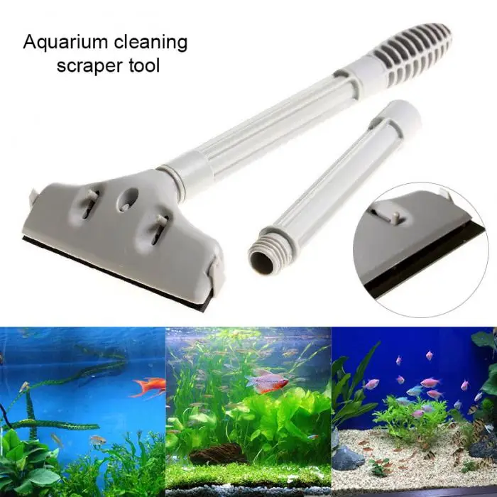 Aquarium Cleaner Cleaning Brush Portable Scraper Utility Stainless Steel Rubber Scraper Suitable for Cleaning Fish Tank
