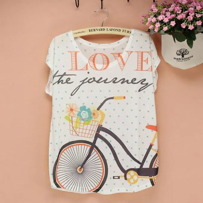21 novelty styles bicycle print tshirt women 2014 summer new design