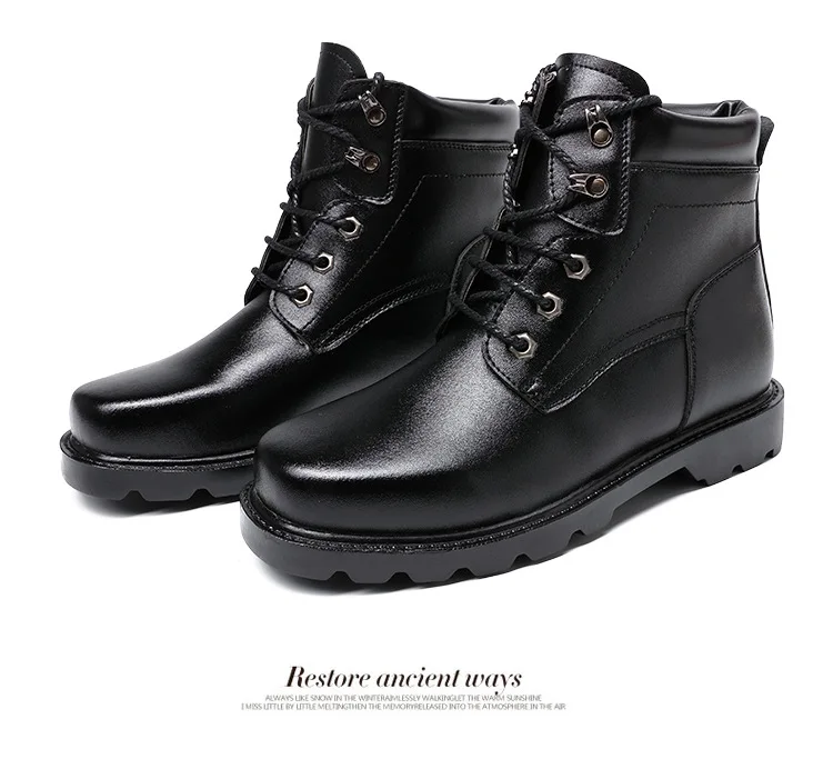Тактические военные Ботинки Зимняя обувь из натуральной Кожаные военные ботинки высокое качество; теплые меховые Водонепроницаемый мужские черные армейские ботинки Размеры 46