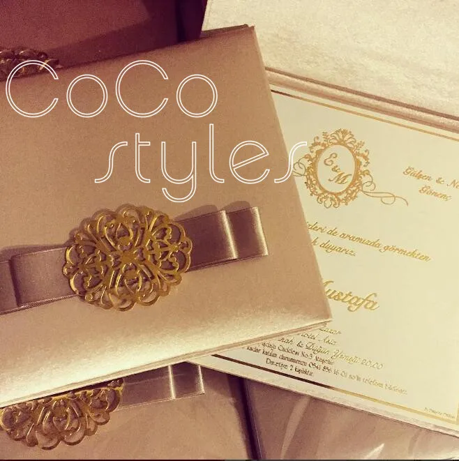  Cocostyles silk invitation card with acrylic decoration and satin ribbon handmade customized - 32867895714