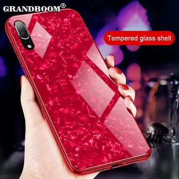 

100pcs Conch Shell Tempered Glass Bling Case For Huawei P20 Pro Lite P10 P9 Plus Honor V10 V9 9i 7X Soft TPU Frame Hard Cover