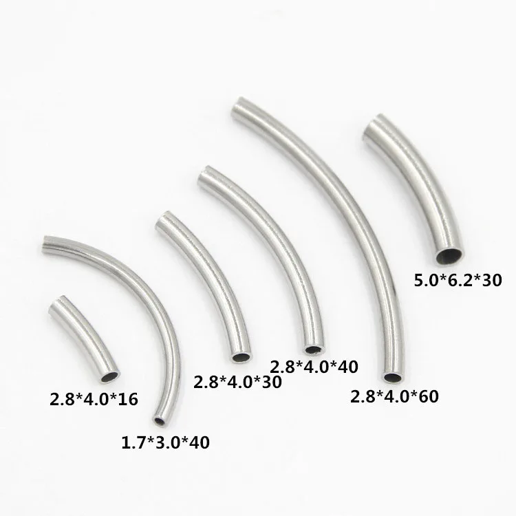 10Pcs Stainless Steel Curve Tube Jewelry Findings Silver Tone Tube Connector For DIY Bracelet