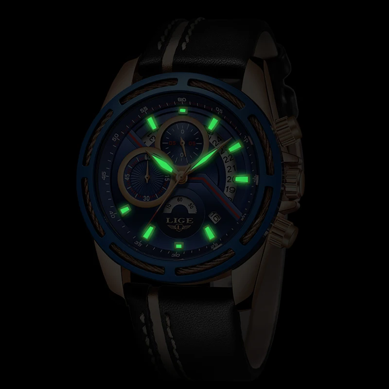 Часы Relojes Hombre 2018 LIGE мужские Топ бренд Роскошные Кварцевые Золотые часы