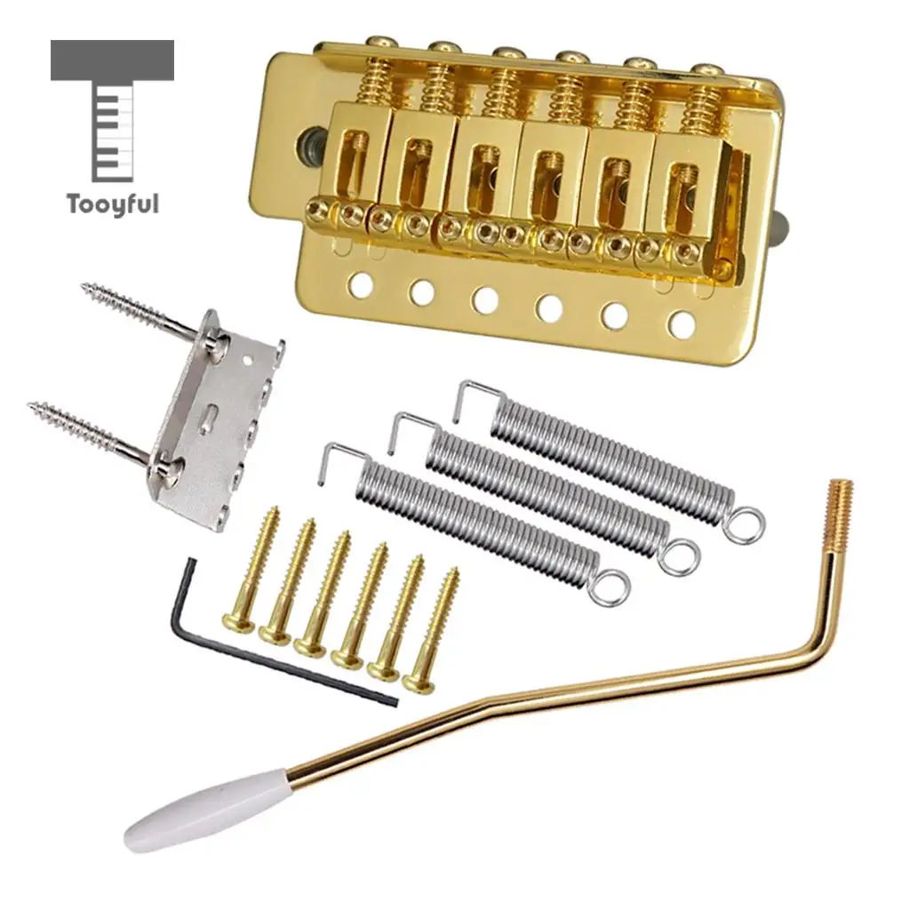 Tooyful 1 Set 6 String Guitar Tremolo Bridge with Whammy Bar Hook Wrench Screws for Strat ST Electric Guitar Parts