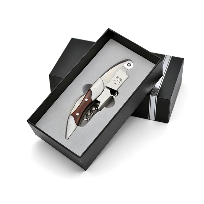 

Potable Folding Corkscrew Wine Bottle Opener Wood Can Jar Openers Stainless Steel Pocket Knife Restaurant Kitchen Accessories