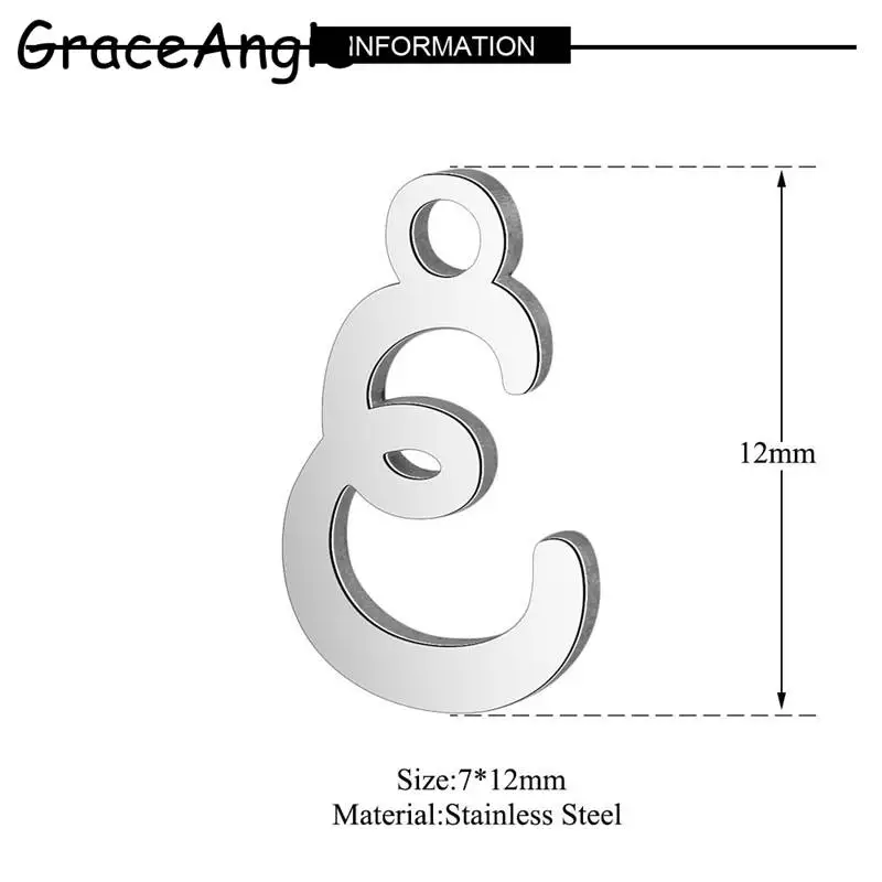 GraceAngie 5 шт./партия, серебряная подвеска из нержавеющей стали, классический A-Z, ожерелье с кулоном и буквой, женские аксессуары для изготовления ювелирных изделий - Окраска металла: E
