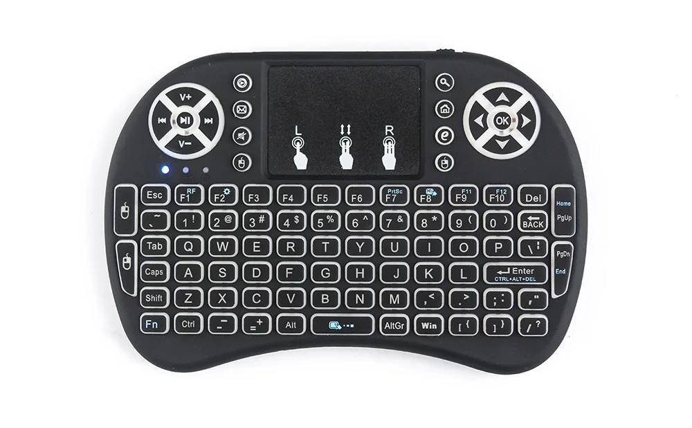 2,4G Беспроводная клавиатура с подсветкой i8 Air mouse мини-клавиатура с тачпадом английский/русский/испанский/французский пульт дистанционного управления для ТВ-бокса