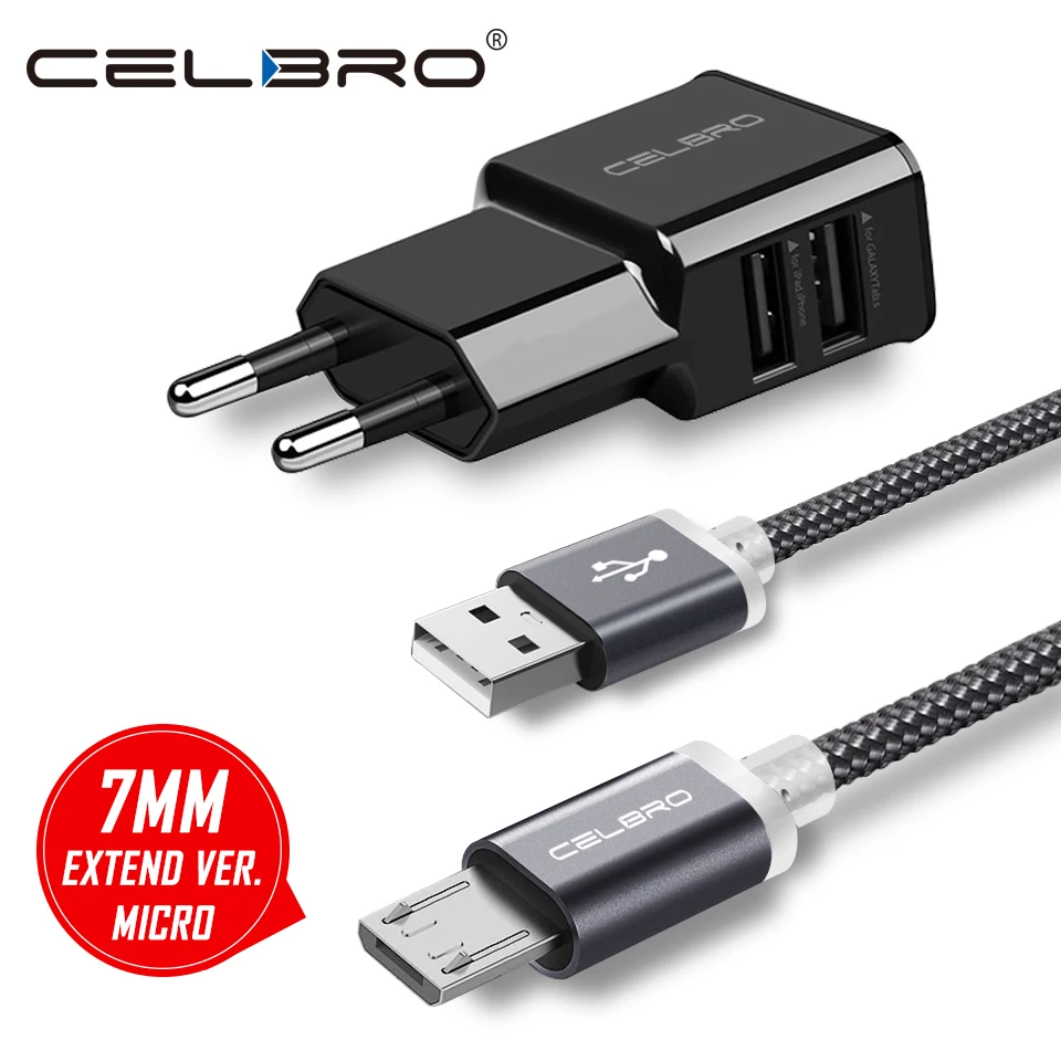 Кабель Micro USB для быстрой зарядки xiaomi huawei Samsung 7 мм длинный разъем 2 4 A мобильный