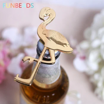 

10pcs/lot Gold Color Wedding Favor "Fancy and Feathered" Flamingo Bottle Opener Party Favors Beer Openers KP003