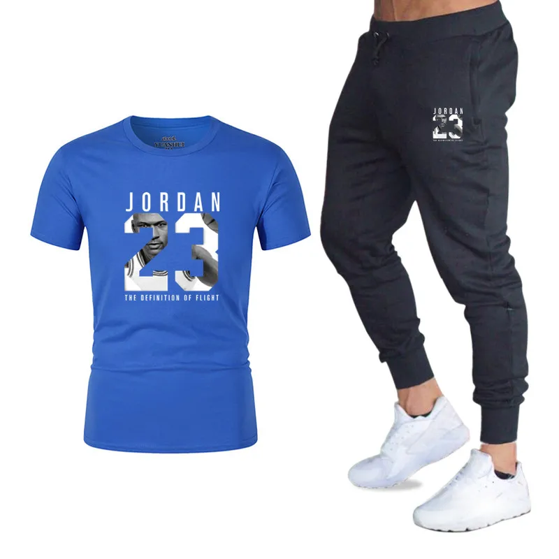 2019 Tide brand Sets Summer Men T Shirts+pants Sets Summer Hot Sale Cotton Comfortable Short Sleeve Tshirt men Casual Set Pant