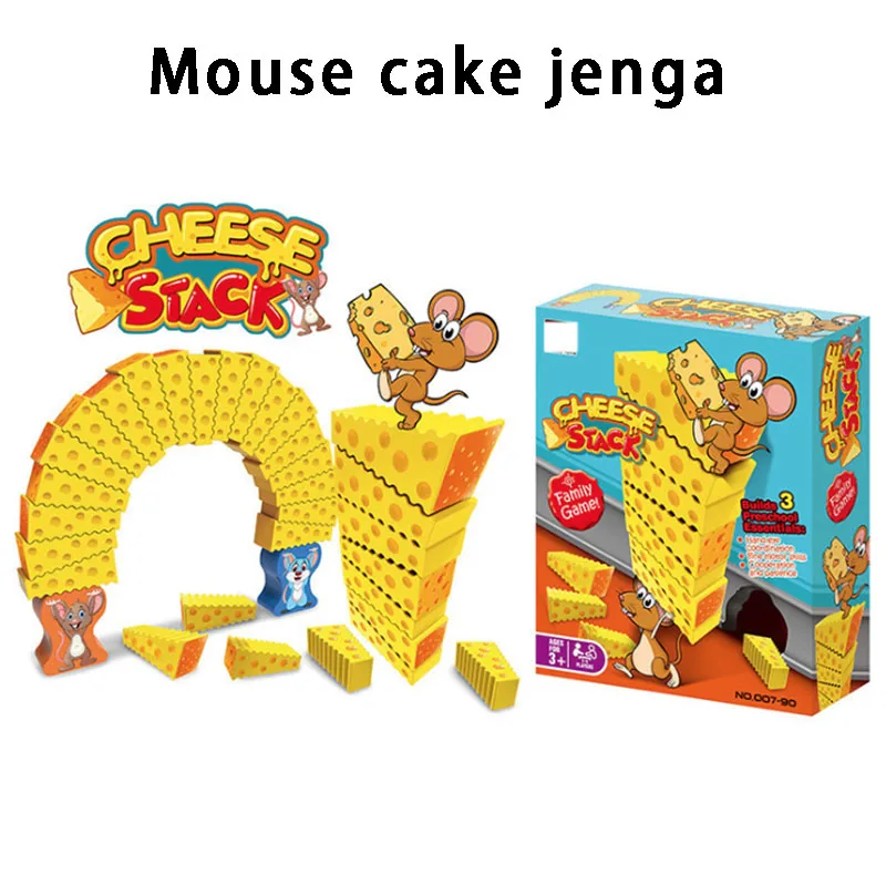 

Crazy Mouse Cake Jenga Cheese Stack Cake Tower Falling Toy Children's Puzzle Board Game the Best Gift for Kid