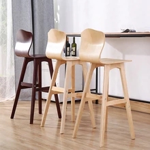 2B Solid wood bar stool Nordic creative high back chair bar high stool dining chair high chair modern minimalist front bar chair