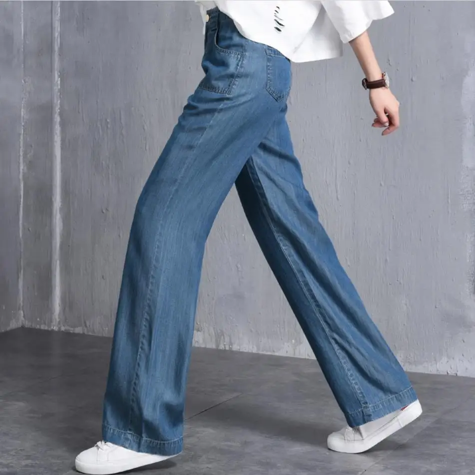 plus size 26 34!2019 Spring New Tencel Jeans Women Loose Wide Leg Jeans ...