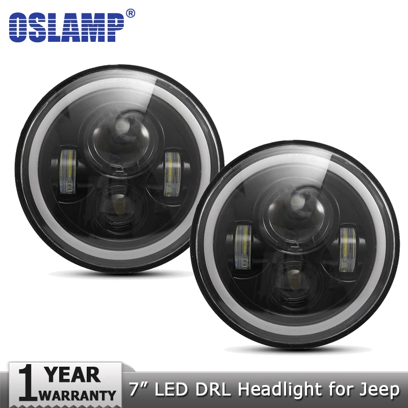 Oslamp 7inch 60W Amber White Halo Angle Eyes LED Headlight Bulb DRL Led Headlamp Driving Light 12v for Jeep Wrangler JK TJ LJ CJ Oslamp 7inch 60W Amber White Halo Angle Eyes LED Headlight Bulb DRL Led Headlamp Driving Light 12v for Jeep Wrangler JK TJ LJ CJ
