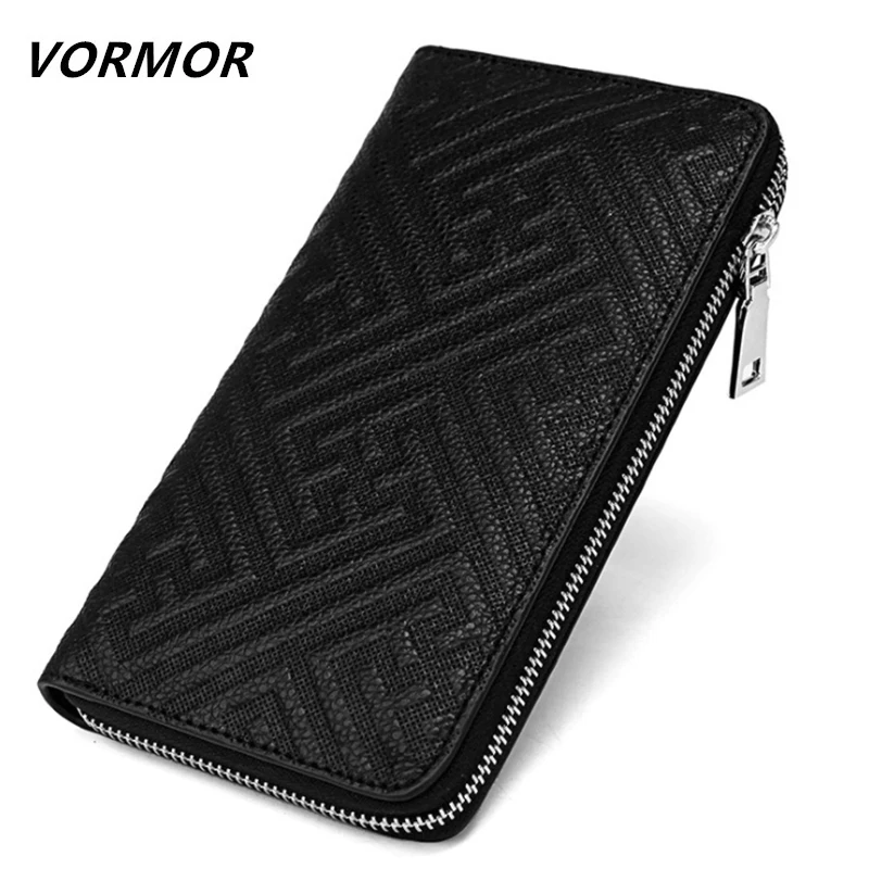 

VORMOR Luxury Brand 100% Genuine Cowhide Leather Portomonee Fashion Wallet Male Wallet Men Long Clutch with Coin Purse Pocket