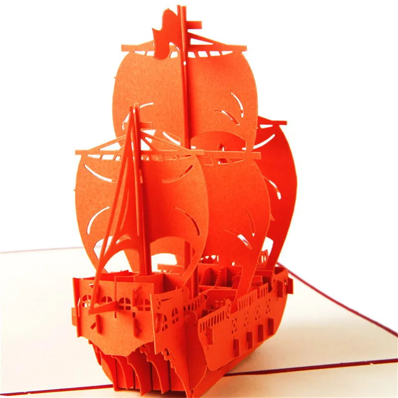 Парусная лодка с Киригами ручной работы и Оригами 3D всплывающие поздравительные открытки на день рождения подарочные открытки бумага лазерная резка Спасибо карты