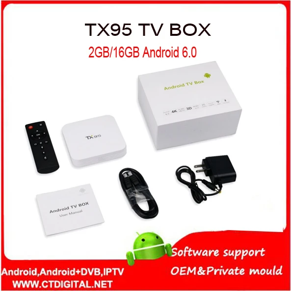 

TX95 White Android 6.0 TV BOX Amlogic S905X Quad-Core 64bit 2.4G WiFi BT 4.0 H.265 Full HD 4K KODI Streaming Box 5pcs