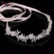 Hecho a mano de novia de cristal brillante pelo de la boda pieza floral piezas Rhinestone Hojas pelo de la boda de la boda adornos de joyería RE198