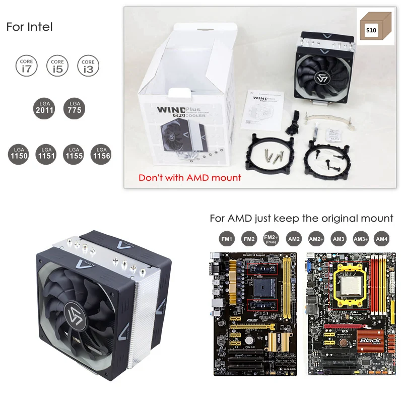 ALSEYE кулер для процессора TDP 280W 4Pin 120 мм куллер вентилятор 2011/775/1155/1151 и AM2 +/АМ3 +/ АМ4|pwm